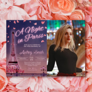 Convites Noite em Paris - Aniversário com foto