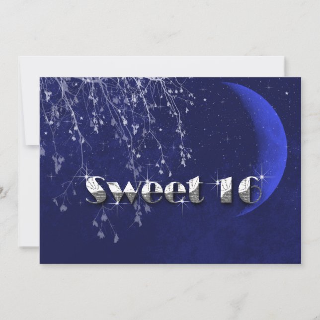 Convites Noite Encantada, Lua e Estrelas, Sweet Sixteen, (Frente)