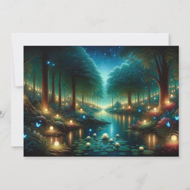 Convites Noite Encantada: Luminescência no lago (Frente)