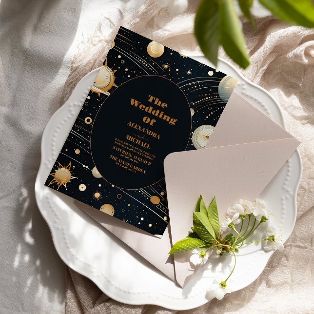 Convites Noite Estrela Céu Celestial Galáxia Casamento (Criador carregado)