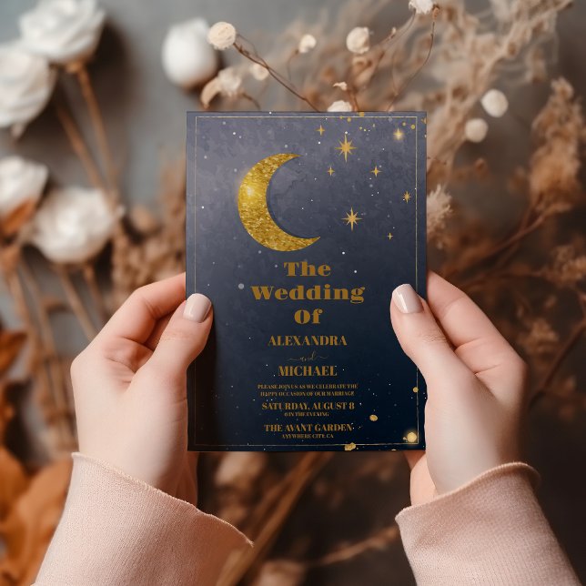 Convites Noite Estrela Céu Celestial Galáxia Casamento (Criador carregado)