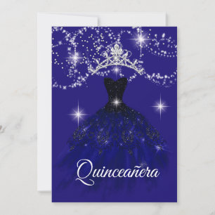 Convites Noite estrelada azul Brilho Tiara Estrelas Quincea