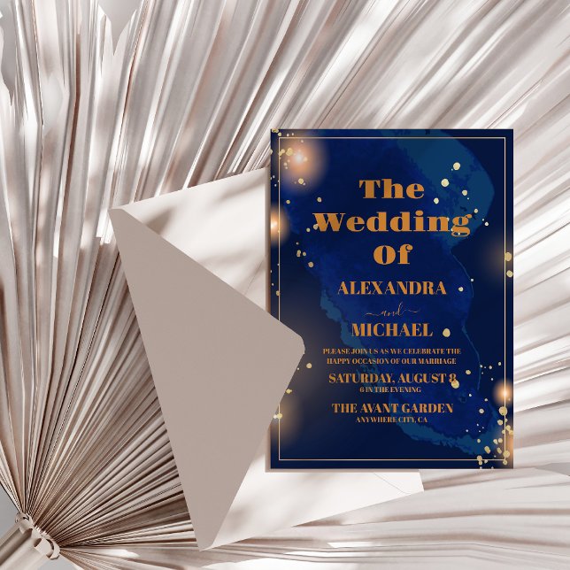 Convites Noite Estrelada Casamento Azul Navy Prateado Brilh (Criador carregado)