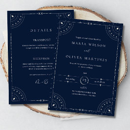 Convites Noite Estrelada Casamento Celestial Azul Marinho E