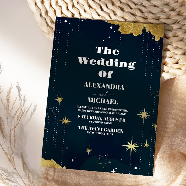 Convites Noite Estrelada Casamento Galáxia Celestial (Criador carregado)