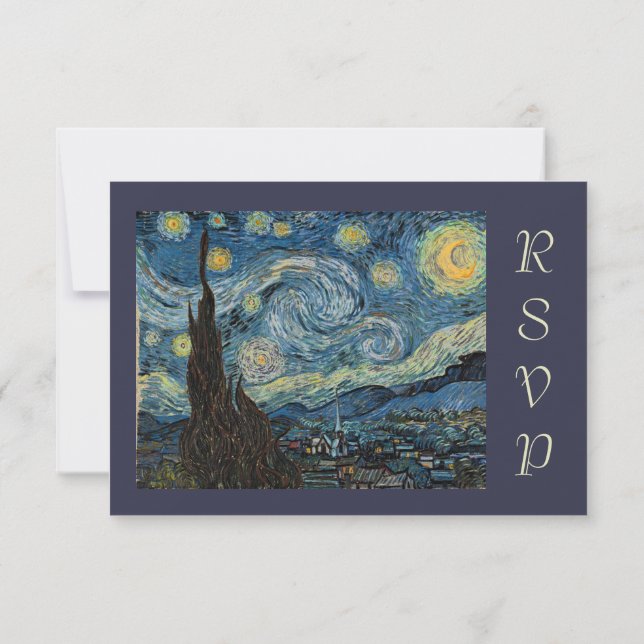 Convites Noite Estrelada de Van Gogh rsvp (Verso)