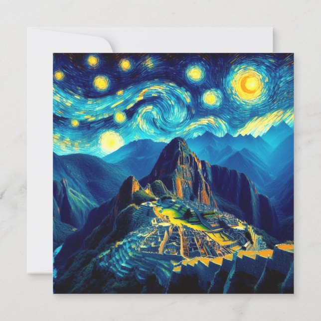 Convites Noite Estrelada Machu Picchu Peru (Verso)