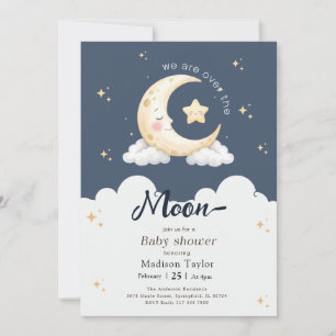 Convites Noite Estrelada Mística Céu Lua Chás de Bebê