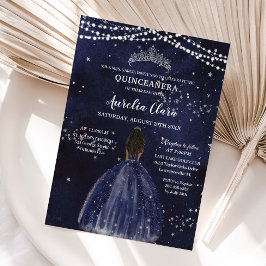 Convites Noite Estrelada Quinze Anos Azul Marinho Princesa