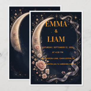 Convites Noite Floral Estelar Lua Boêmia Casamento