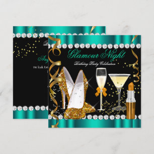 Convites Noite Glitter Glamour Jade Dourado Preto Festa 2