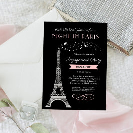 Convites Noite na Festa de noivado rosa da Torre Eiffel em 