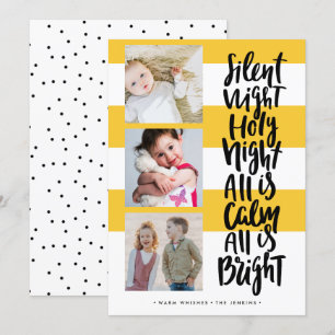 Convites Noite Silenciosa três feriados Natal Amarelo