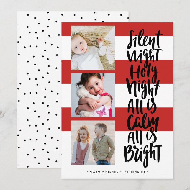 Convites Noite Silenciosa, três feriados | Vermelha (Frente/Verso)