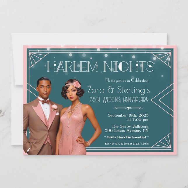 Convites Noites de Harlem Casamento Aniversário Afro-Americ (Frente)