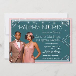 Convites Noites de Harlem Casamento Aniversário Afro-Americ