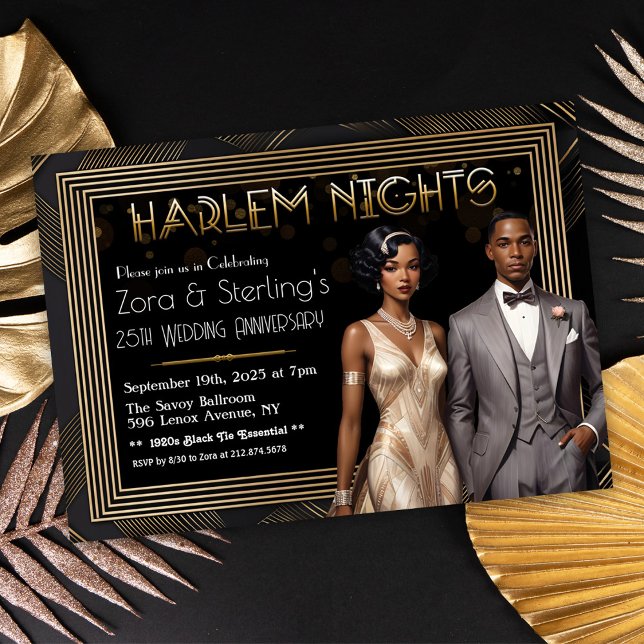 Convites Noites de Harlem Casamento Aniversário Afro-Americ (Criador carregado)