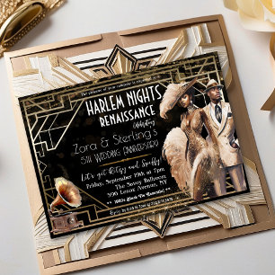 Convites Noites de Harlem Gatsby anos 20 Afro-Americano