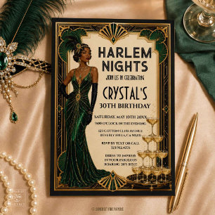 Convites Noites de Harlem Rugindo Anos 20 Art Deco Esmerald