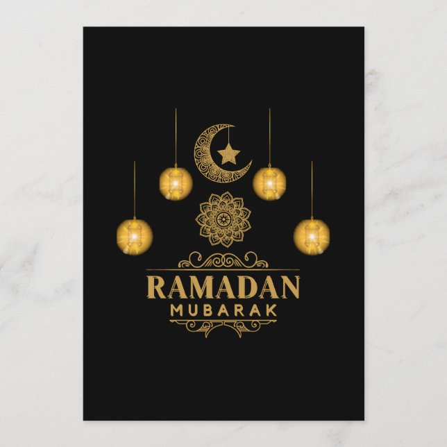 Convites Noites Elegantes do Ramadão - Eid Mubarak 2026 Fer (Frente)
