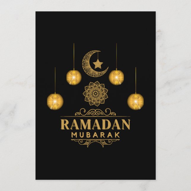 Convites Noites Elegantes do Ramadão - Eid Mubarak Feriado  (Frente)