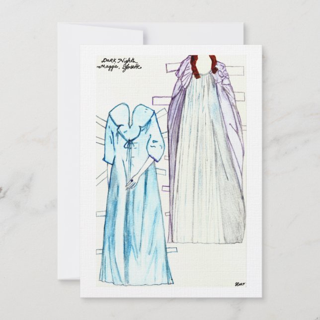 Convites Noites escuras, bonecas de papel linen para Maggie (Frente)