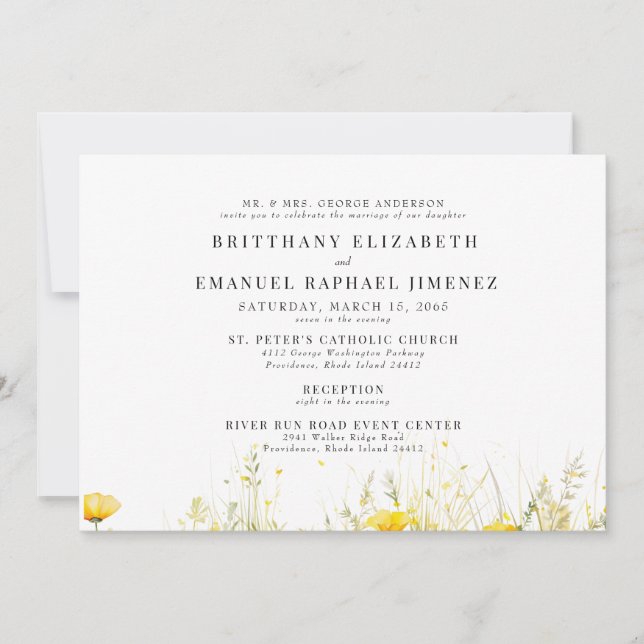 Convites Noiva Amarela Parentes 2 Casamento de Local (Frente)