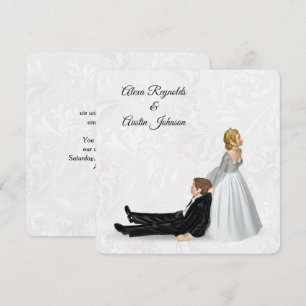 Convites Noiva Arrastando o Noivo Humor de Casamento