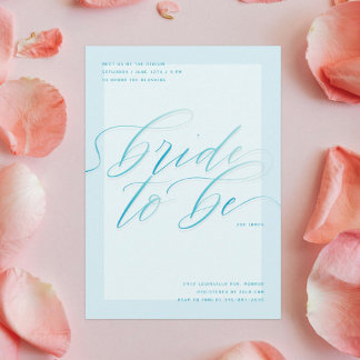 Convites Noiva azul a ser | Chá de panela de Script Moderno
