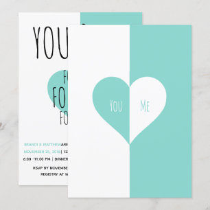 Convites NOIVA Azul Teal Você & Eu Conjunto de Noiva Festa 