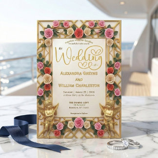 Convites Noiva Barroca & Rosa Empoeirada Casamento Formal