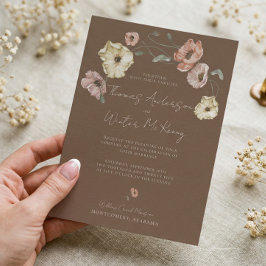 Convites Noiva Boho Floral Aquarela Papoula Islandesa