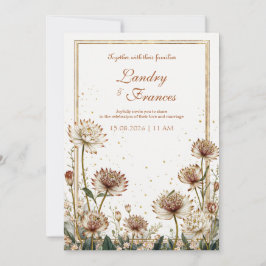 Convites Noiva Botânica Creme Astrantia Dourada