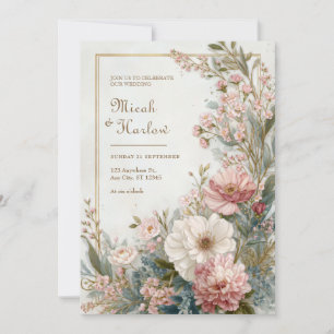 Convites Noiva Botânica Romântica Floral Marfim Beijo Suave