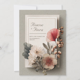 Convites Noiva Botânica Seca Floral Rosa Rústica