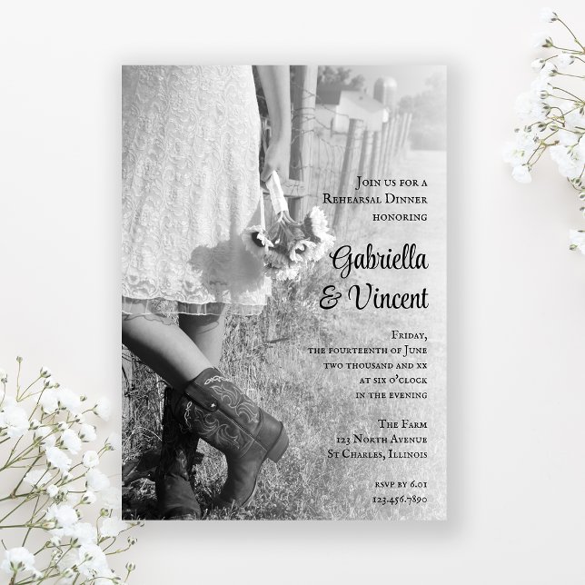 Convites Noiva, Botas de Cowboy, Janto de ensaio de girassó (Criador carregado)