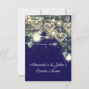 Convites Noiva Casamento Rústico Madeira Dourado Azul Real