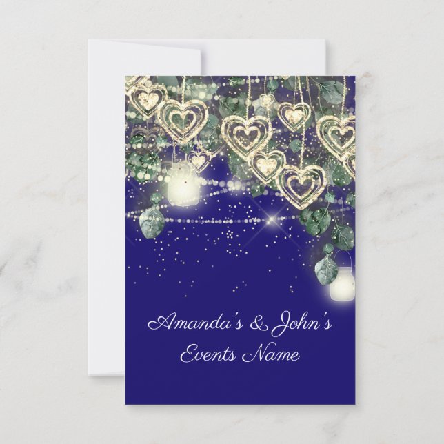 Convites Noiva Casamento Rústico Madeira Dourado Azul Real (Verso)