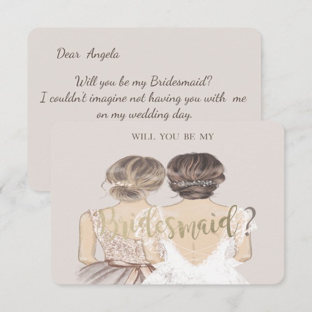 Convites Noiva Chic e Bridesmaid, Placa Bridesmaid (Frente/Verso)