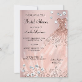 Convites Noiva Chic vestido rosa blush Bridal Shower Diaman