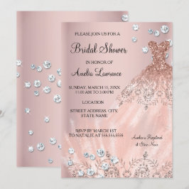 Convites Noiva Chic vestido rosa blush Bridal Shower Diaman