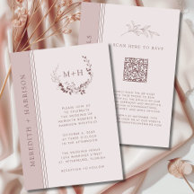 Noiva Código QR Monograma Blush Dourado Rosa