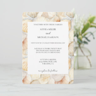 Convites Noiva Conchas de Mar Creme Marfim Praia Casamento