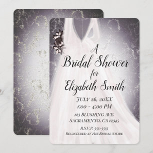 Convites Noiva Corada Roxo Moderno Luxo Chá de Noiva