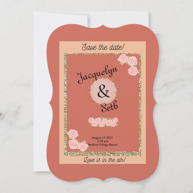 Convites Noiva Corada Save the Date Floral Roxo (Frente)