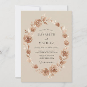Convites Noiva Coroa de Ouro Taupe Casamento