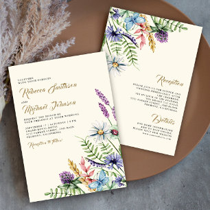 Convites Noiva Creme Tudo em Um Flor de Campo Boho