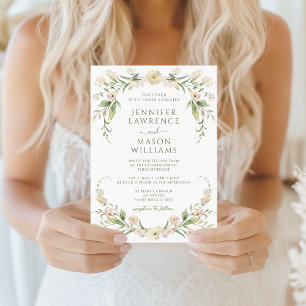 Convites Noiva Cremosa Floral Primavera Verão Casamento