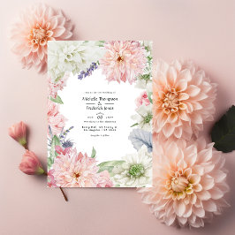 Convites Noiva Dahlia Rosa Pastel Bege