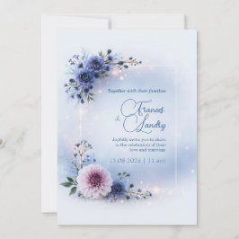 Convites Noiva Dália Azul Floral Quadro Casamento